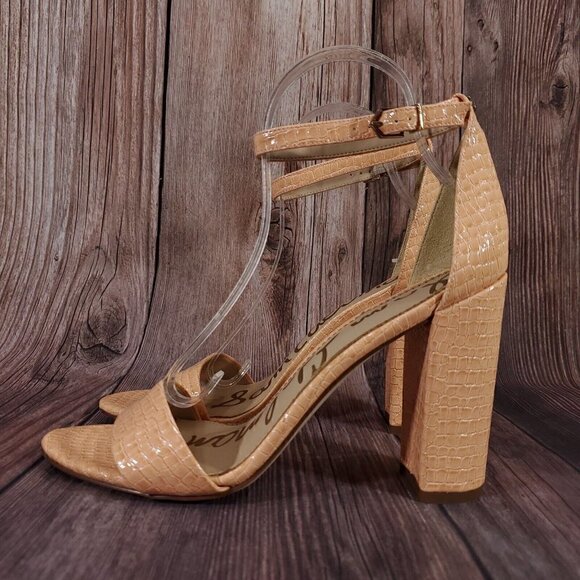 Sam Edelman Yaro 10m Peach Open Toe Adjustable Ankle Strap Leather Heeled Sandal - Picture 2 of 13